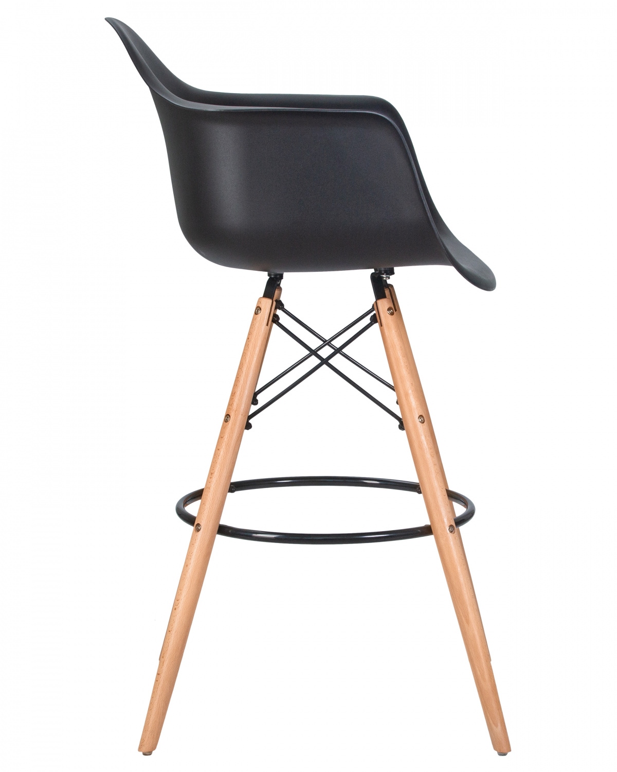 Стул барный DOBRIN DAW BAR, ножки светлый бук, цвет черный