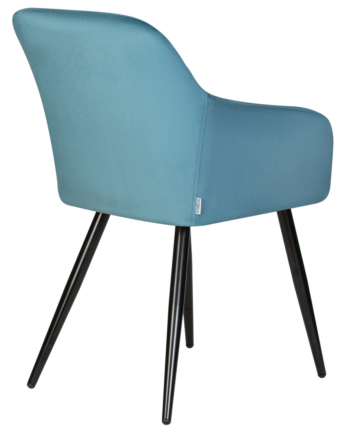 Стул обеденный DOBRIN ROBERT, черные матовые ножки, велюр V108-108 Морская волна