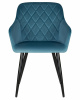 Стул обеденный DOBRIN ROBERT, черные матовые ножки, велюр V108-108 Морская волна