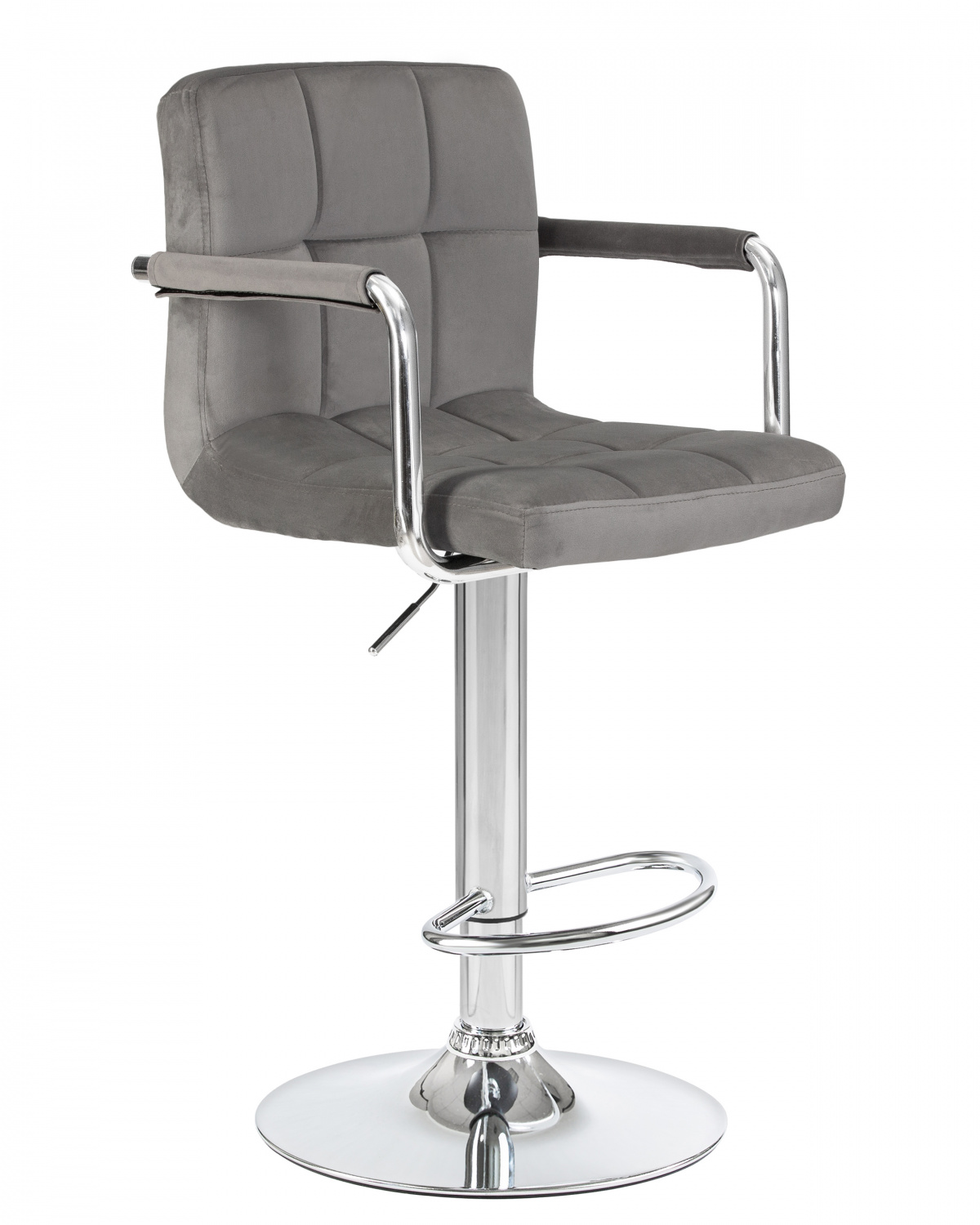 Стул барный DOBRIN KRUGER ARM, серый велюр (MJ9-75)
