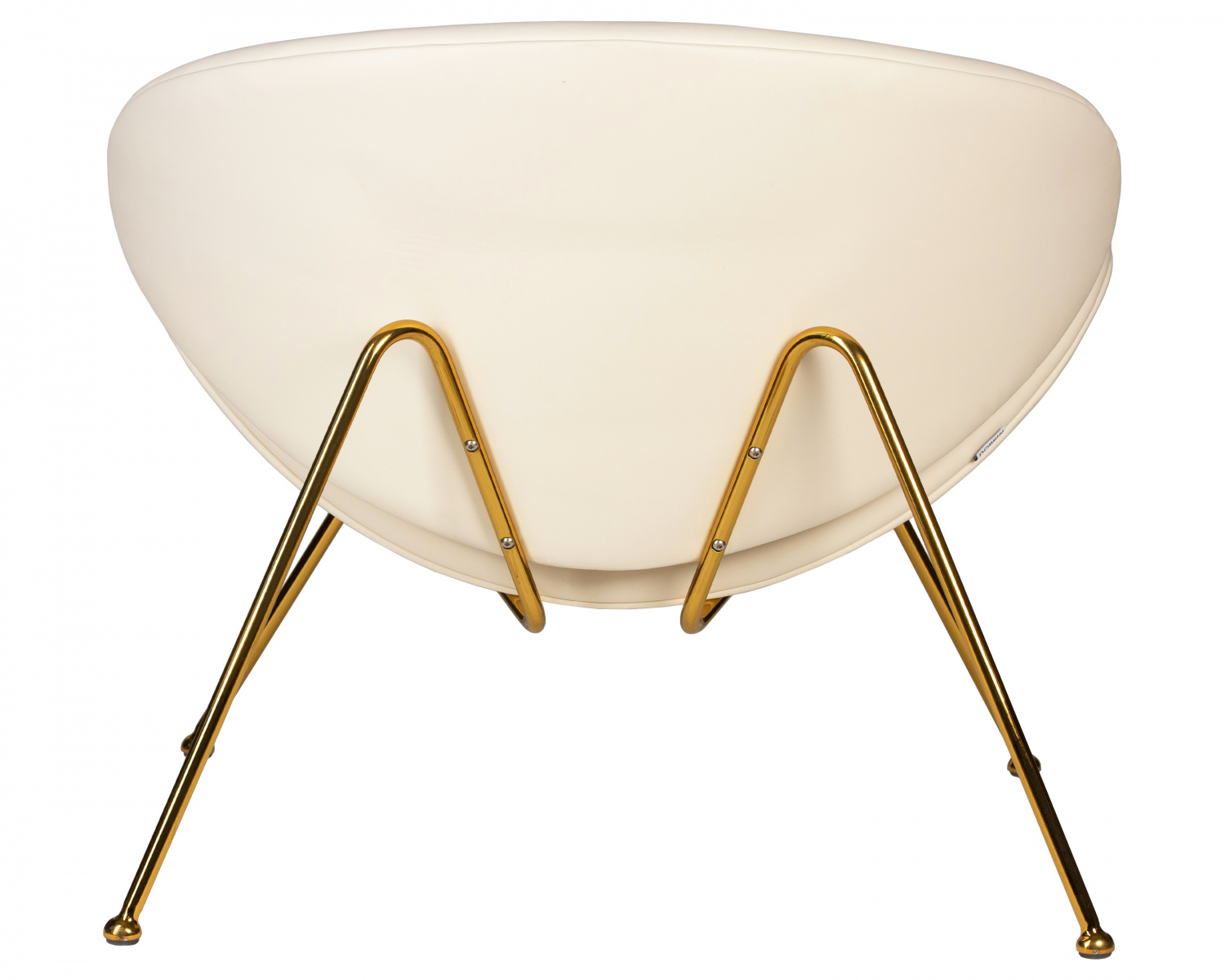 Кресло дизайнерское DOBRIN EMILY, белый винил YP17, золотое основание