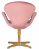Кресло дизайнерское DOBRIN SWAN, розовый велюр BLUVEL52, золотое основание