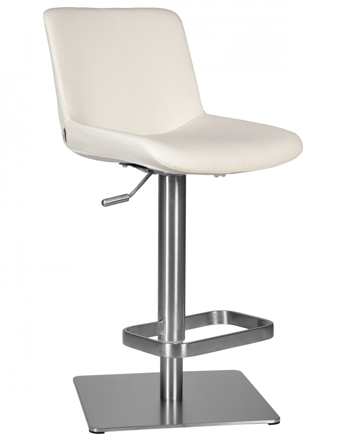 Стул барный DOBRIN ALDO, белый PU P23, основание из нержавеющей стали