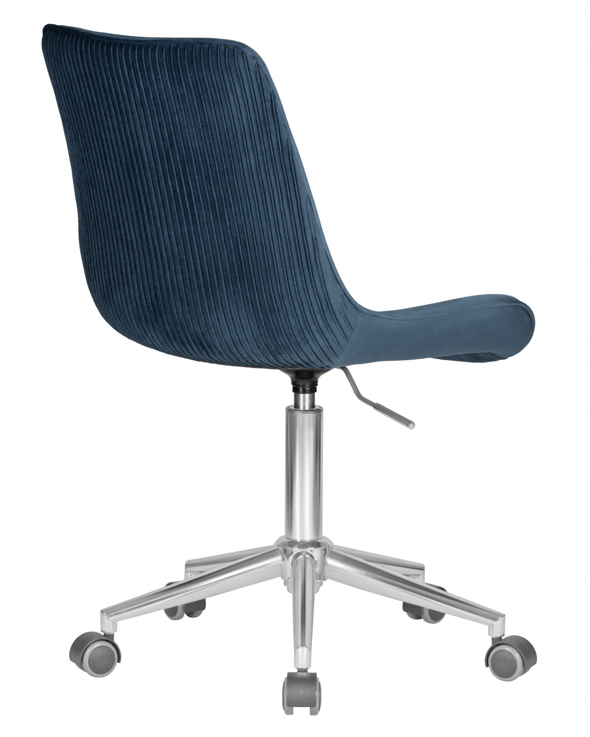 Кресло офисное DOBRIN DORA, синий велюр (1922-20), хромированная сталь