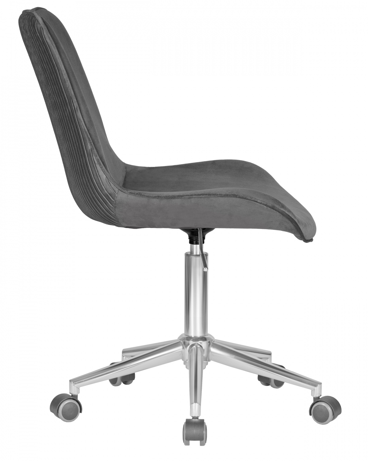 Кресло офисное DOBRIN DORA, серый велюр (1922-19), хромированная сталь
