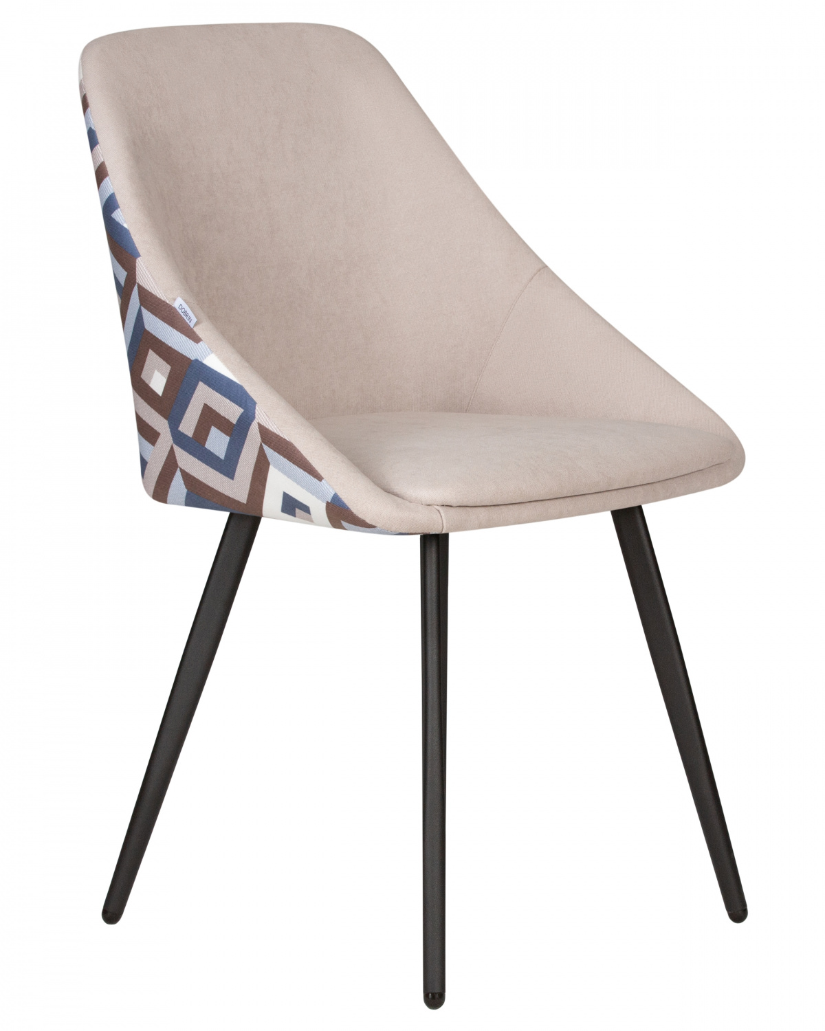 Стул обеденный DOBRIN MARKUS, ЭМАЛЬ ЧЕРНЫЙ МУАР ткань Candy Silver+Escada Ocean