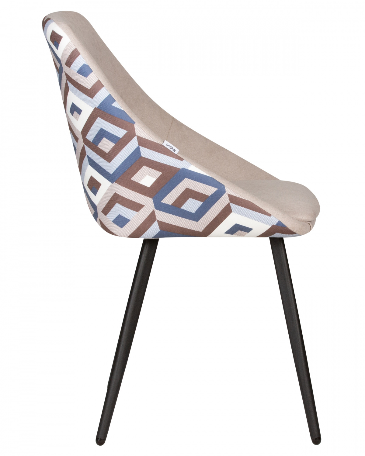 Стул обеденный DOBRIN MARKUS, ЭМАЛЬ ЧЕРНЫЙ МУАР ткань Candy Silver+Escada Ocean