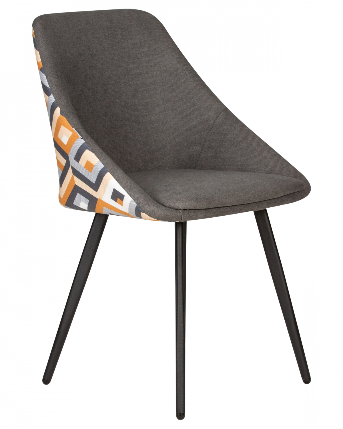 Стул обеденный DOBRIN MARKUS, ЭМАЛЬ ЧЕРНЫЙ МУАР ткань Candy Graphite+Escada Ochre