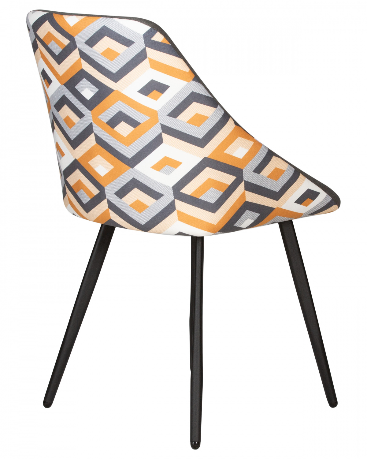 Стул обеденный DOBRIN MARKUS, ЭМАЛЬ ЧЕРНЫЙ МУАР ткань Candy Graphite+Escada Ochre