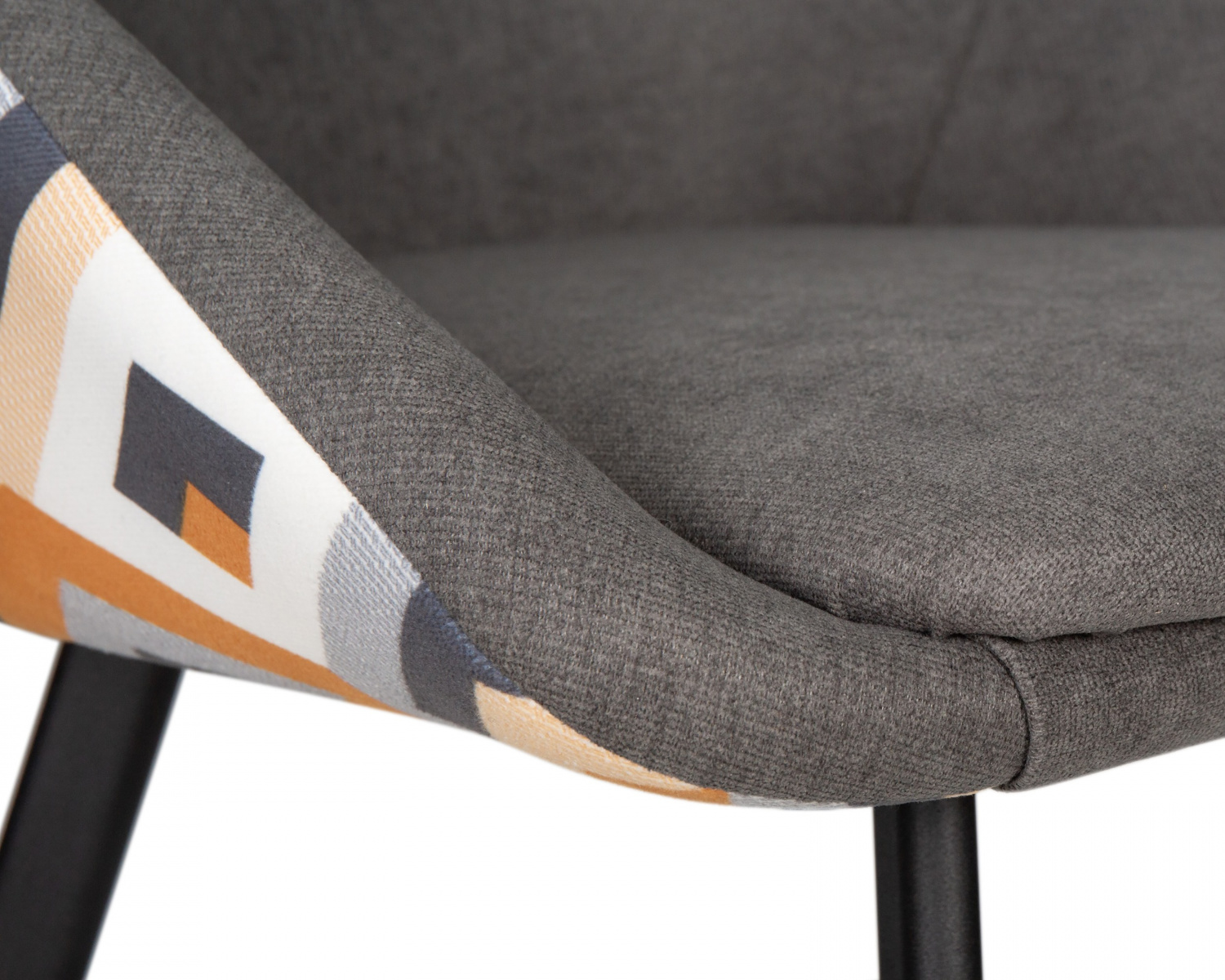 Стул обеденный DOBRIN MARKUS, ЭМАЛЬ ЧЕРНЫЙ МУАР ткань Candy Graphite+Escada Ochre