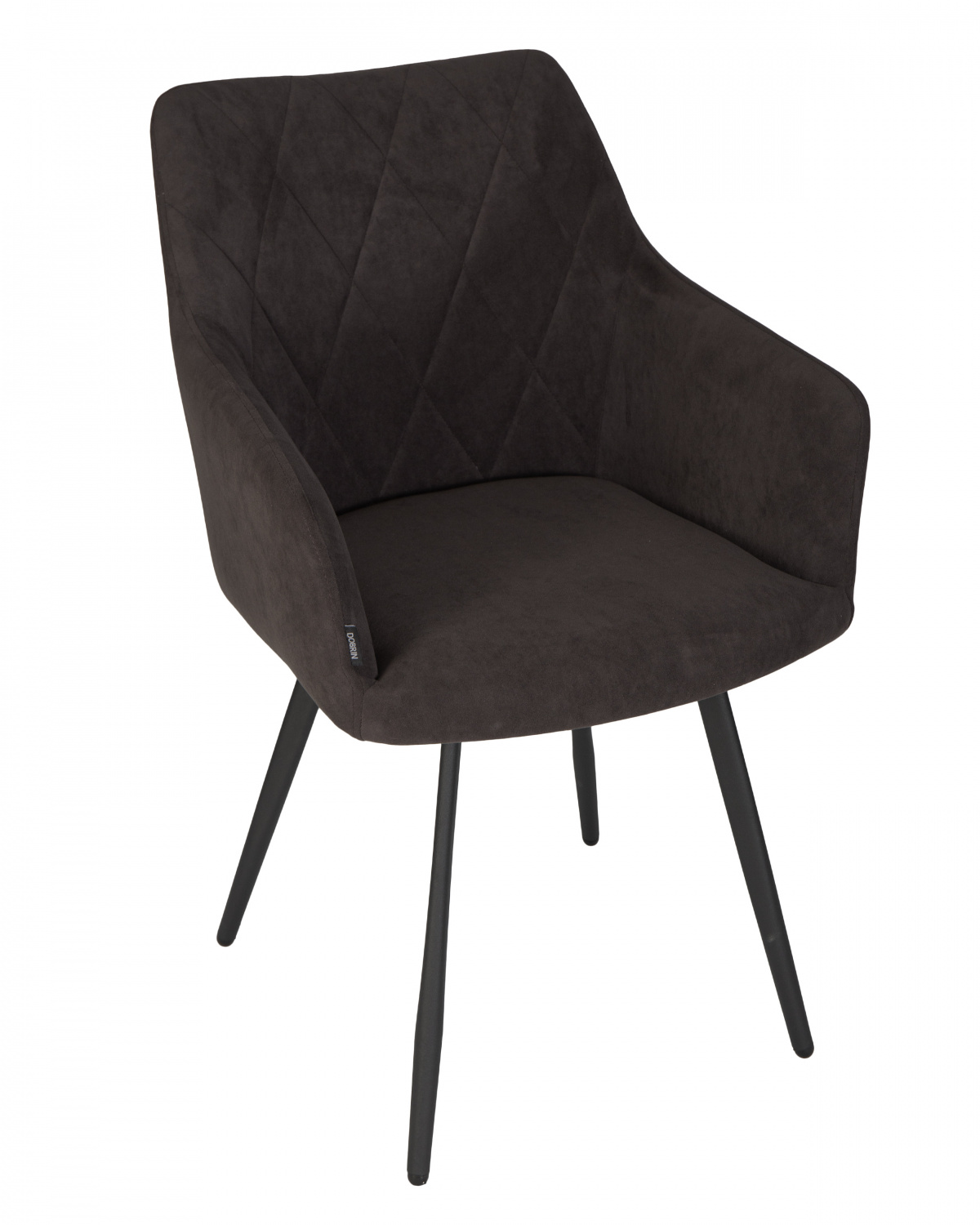 Стул обеденный DOBRIN ROBY, ЭМАЛЬ ЧЕРНЫЙ МУАР велюр Catania Espresso