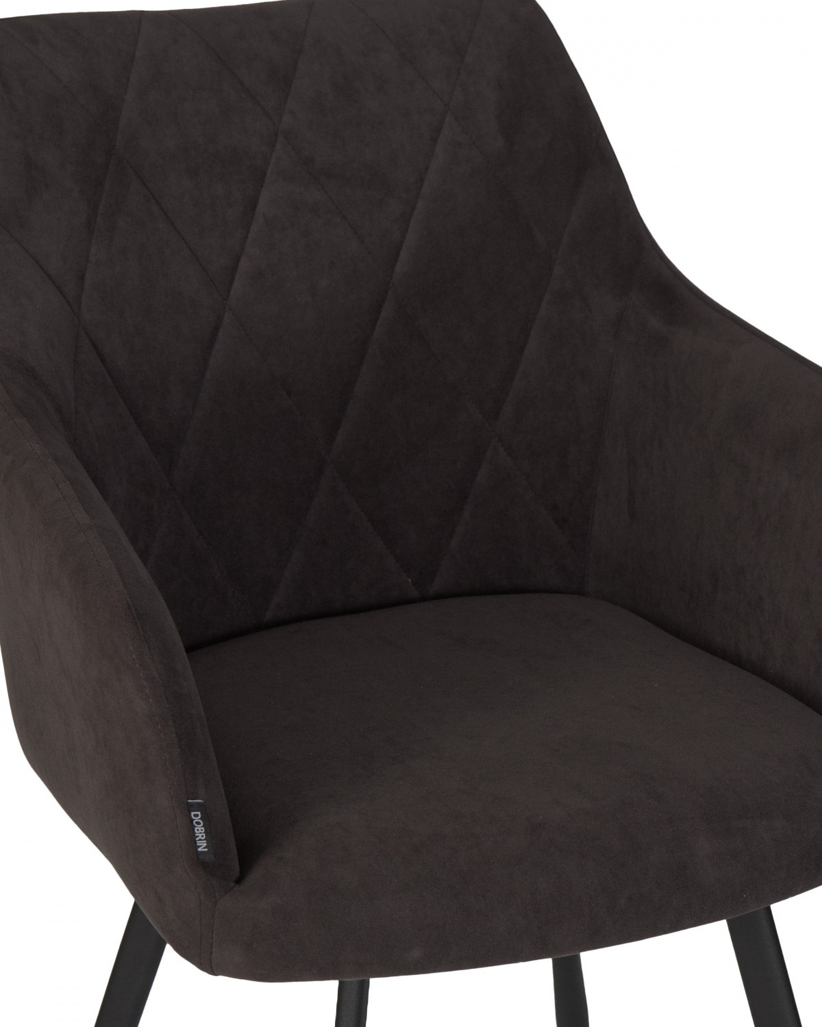 Стул обеденный DOBRIN ROBY, ЭМАЛЬ ЧЕРНЫЙ МУАР велюр Catania Espresso