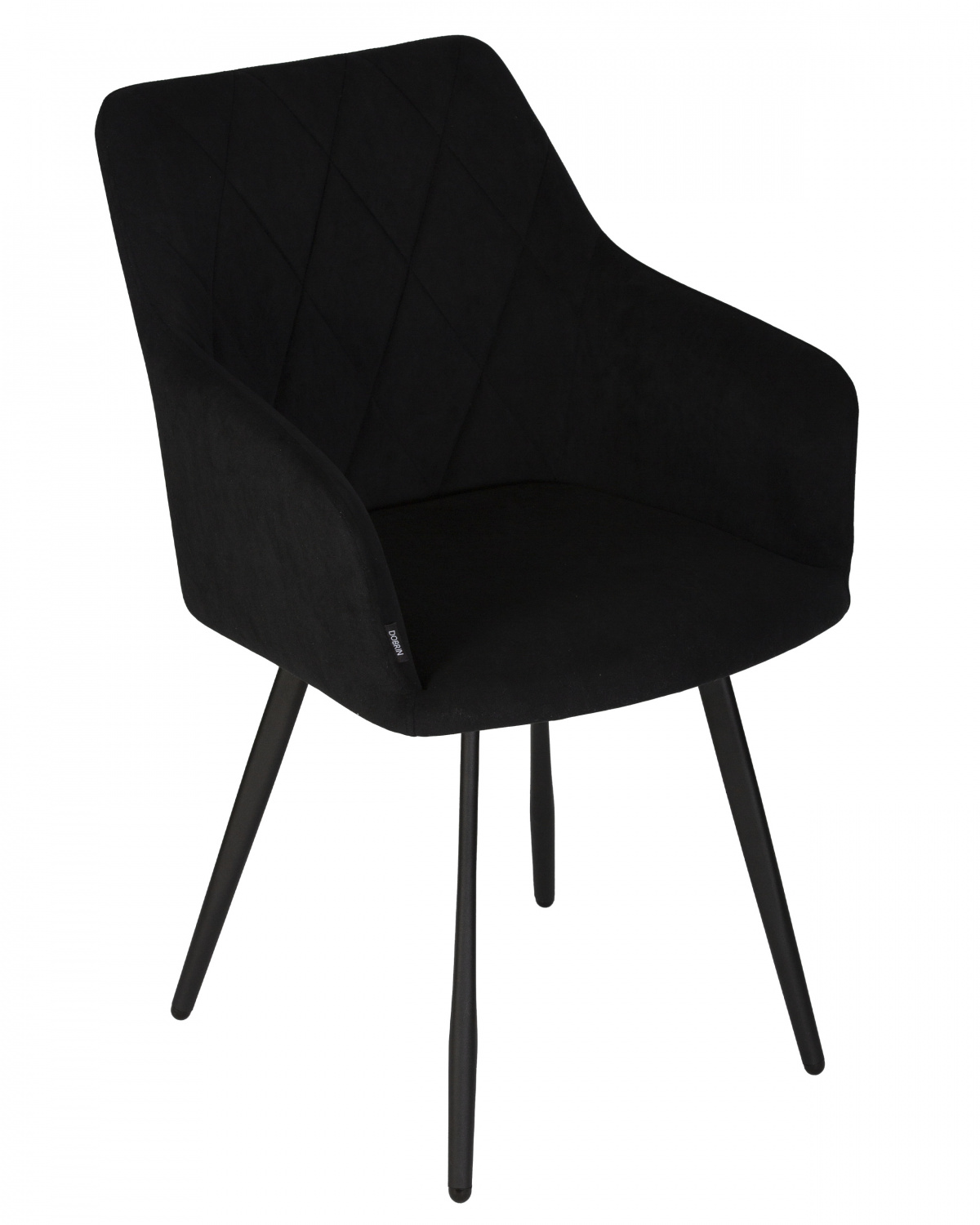 Стул обеденный DOBRIN ROBY, ЭМАЛЬ ЧЕРНЫЙ МУАР велюр Catania Black