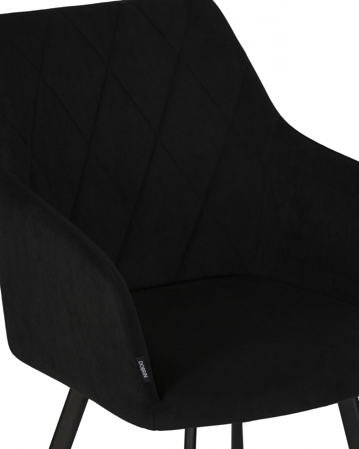 Стул обеденный DOBRIN ROBY, ЭМАЛЬ ЧЕРНЫЙ МУАР велюр Catania Black