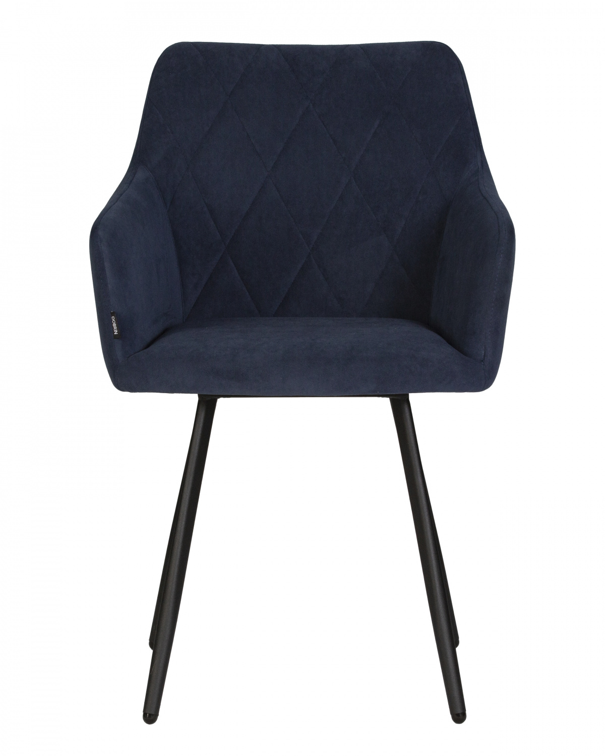 Стул обеденный DOBRIN ROBY, ЭМАЛЬ ЧЕРНЫЙ МУАР велюр Catania Dark Blue