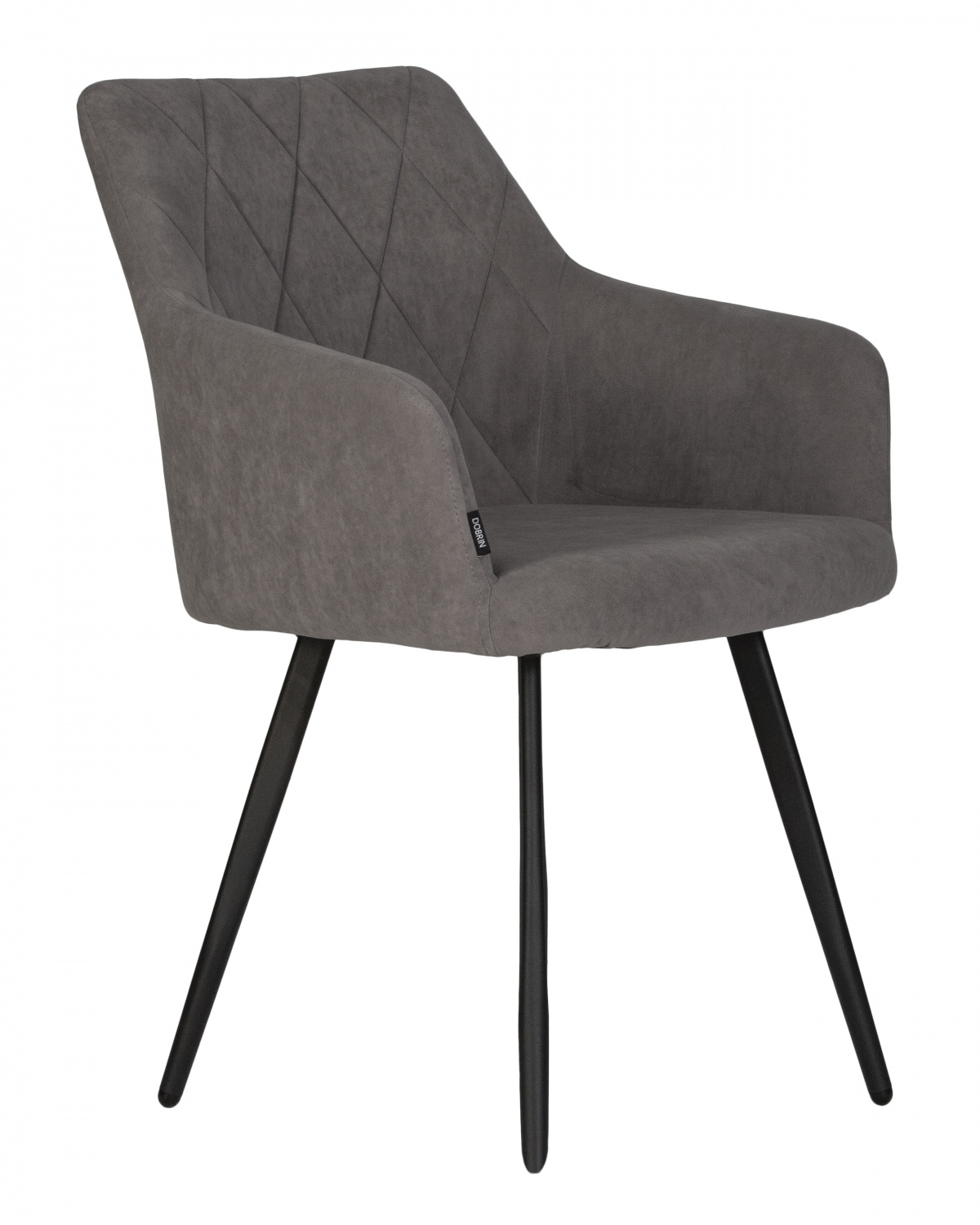 Стул обеденный DOBRIN ROBY, ЭМАЛЬ ЧЕРНЫЙ МУАР велюр Catania Stone