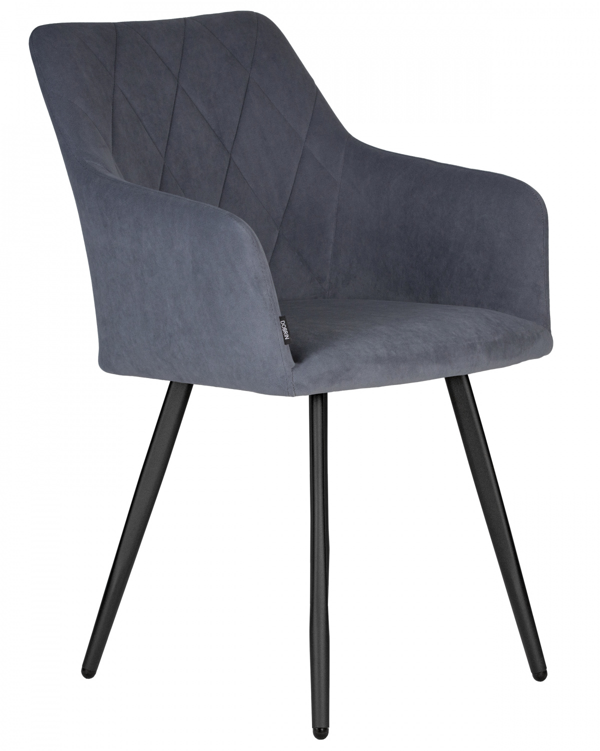 Стул обеденный DOBRIN ROBY, ЭМАЛЬ ЧЕРНЫЙ МУАР велюр Catania Steel