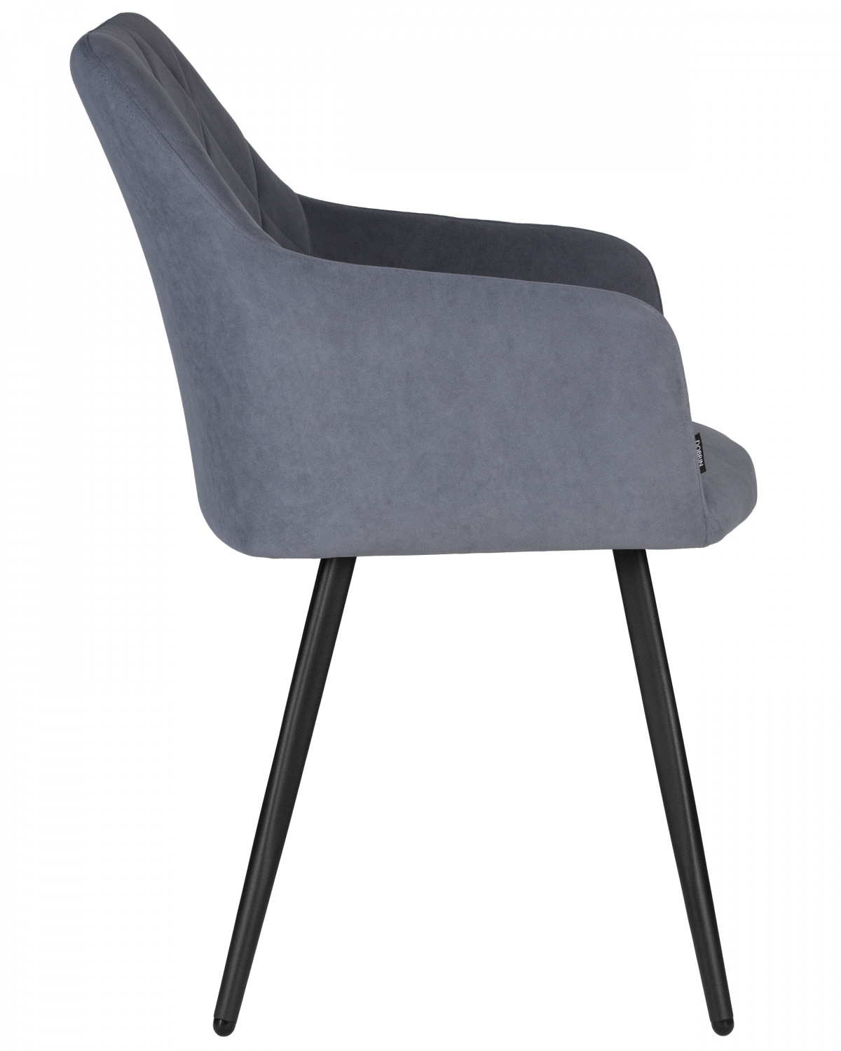 Стул обеденный DOBRIN ROBY, ЭМАЛЬ ЧЕРНЫЙ МУАР велюр Catania Steel