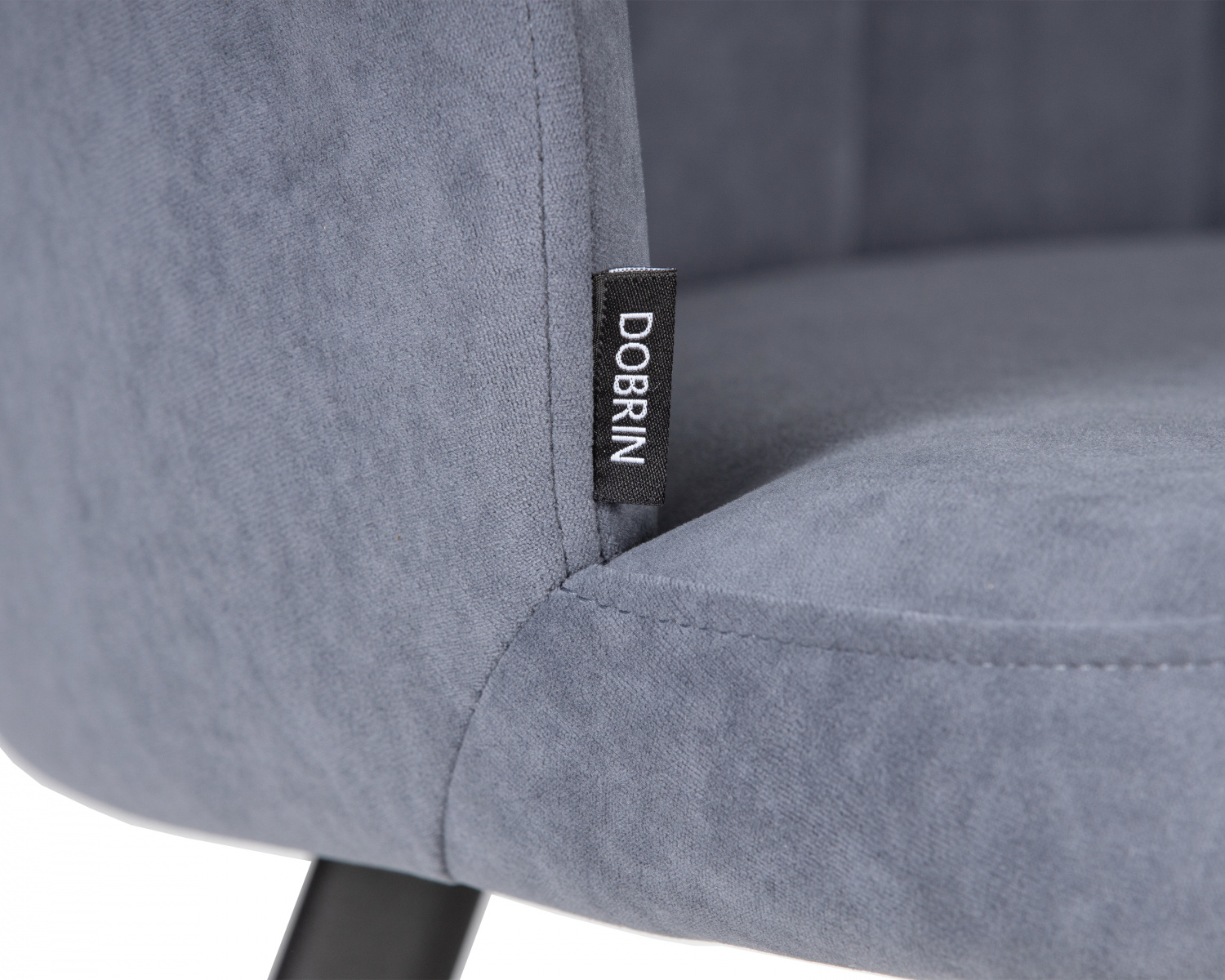 Стул обеденный DOBRIN NAOMI, ЭМАЛЬ ЧЕРНЫЙ МУАР велюр Catania Steel