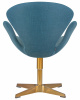 Кресло дизайнерское DOBRIN SWAN, синяя ткань IF6, золотое основание