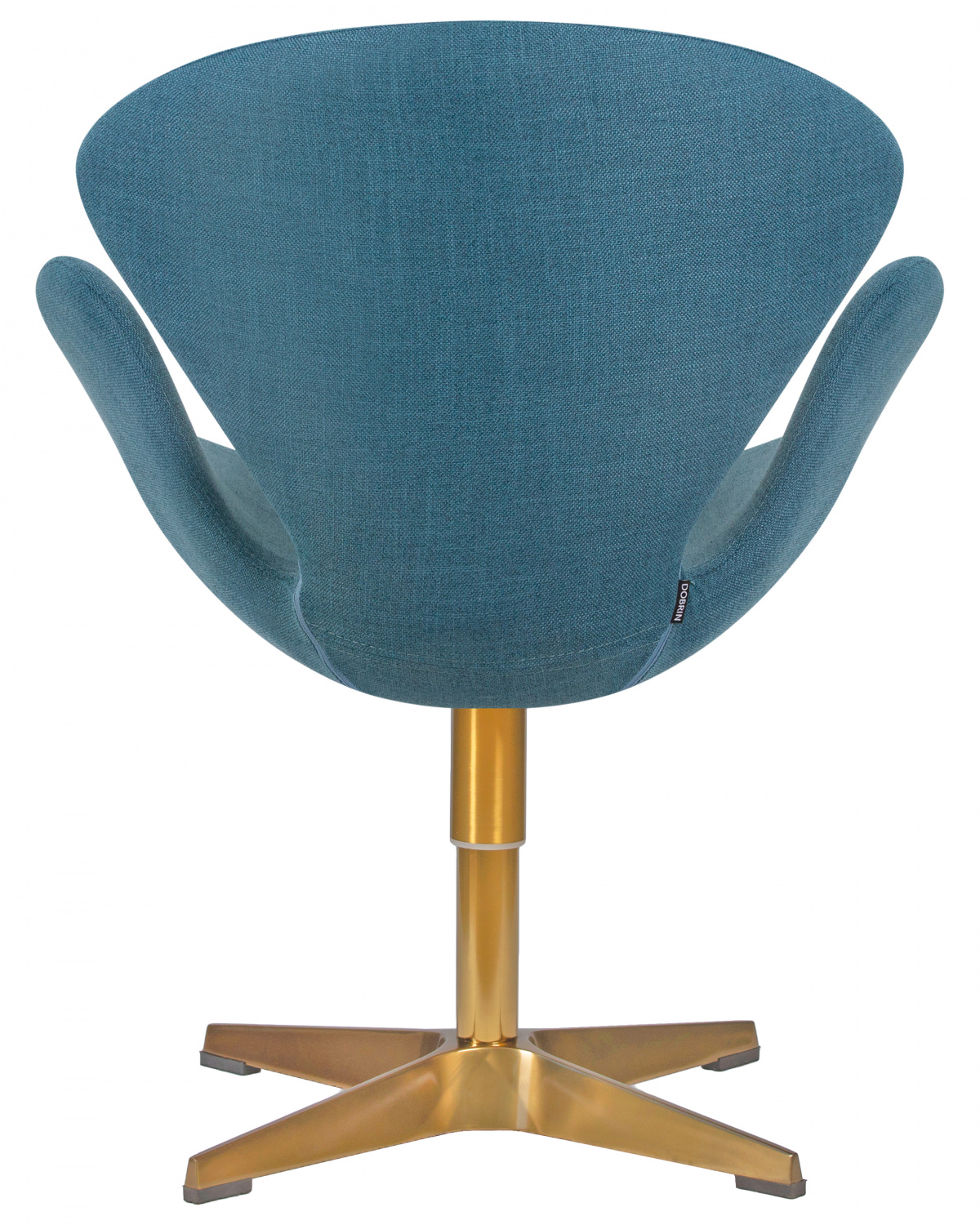 Кресло дизайнерское DOBRIN SWAN, синяя ткань IF6, золотое основание