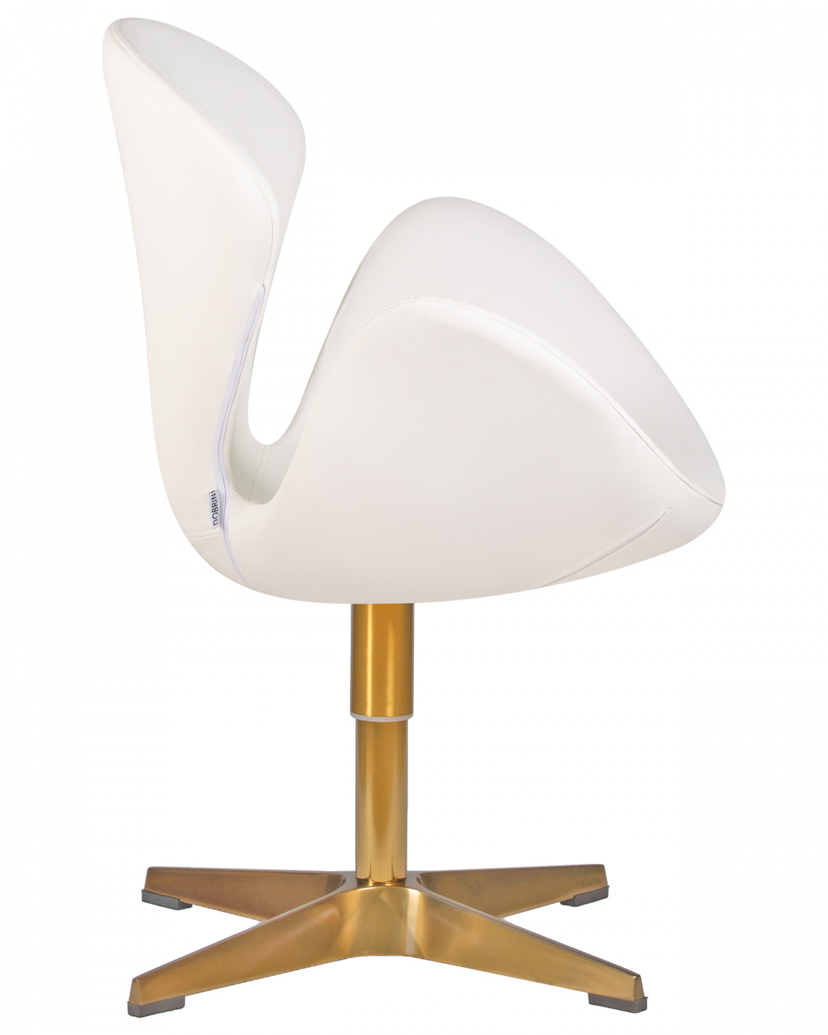 Кресло дизайнерское DOBRIN SWAN, белый кожзам P23, золотое основание