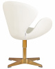 Кресло дизайнерское DOBRIN SWAN, белый кожзам P23, золотое основание