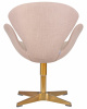 Кресло дизайнерское DOBRIN SWAN, бежевая ткань IF1, золотое основание