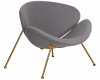 Кресло дизайнерское DOBRIN EMILY, серая ткань AF7, золотое основание
