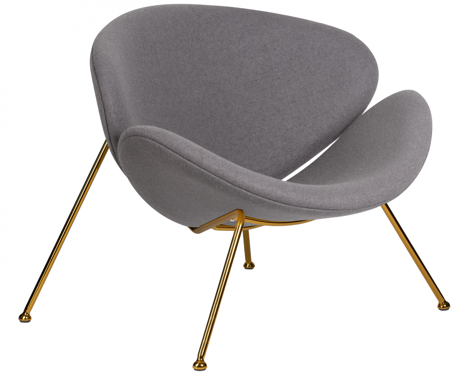 Кресло дизайнерское DOBRIN EMILY, серая ткань AF7, золотое основание