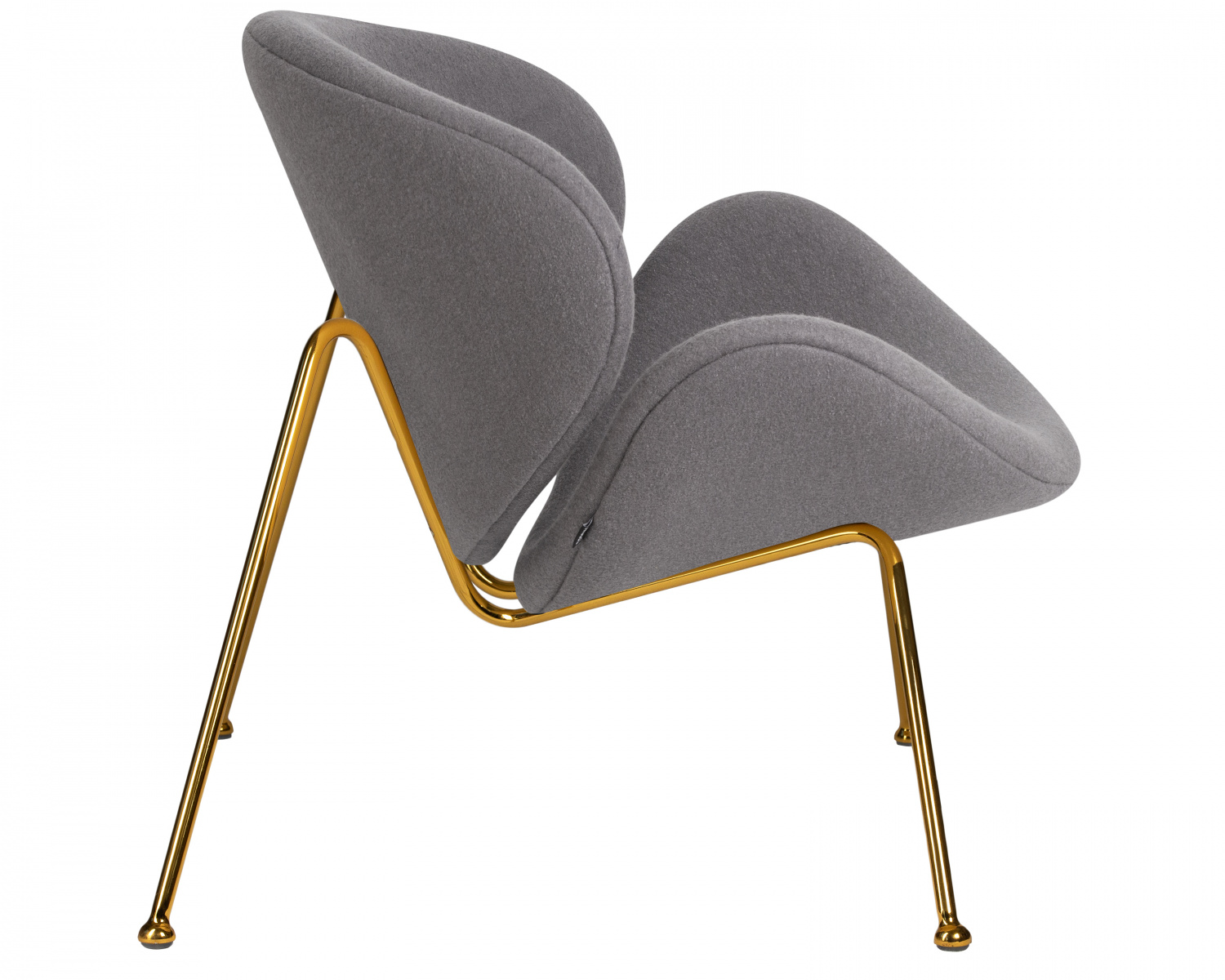 Кресло дизайнерское DOBRIN EMILY, серая ткань AF7, золотое основание
