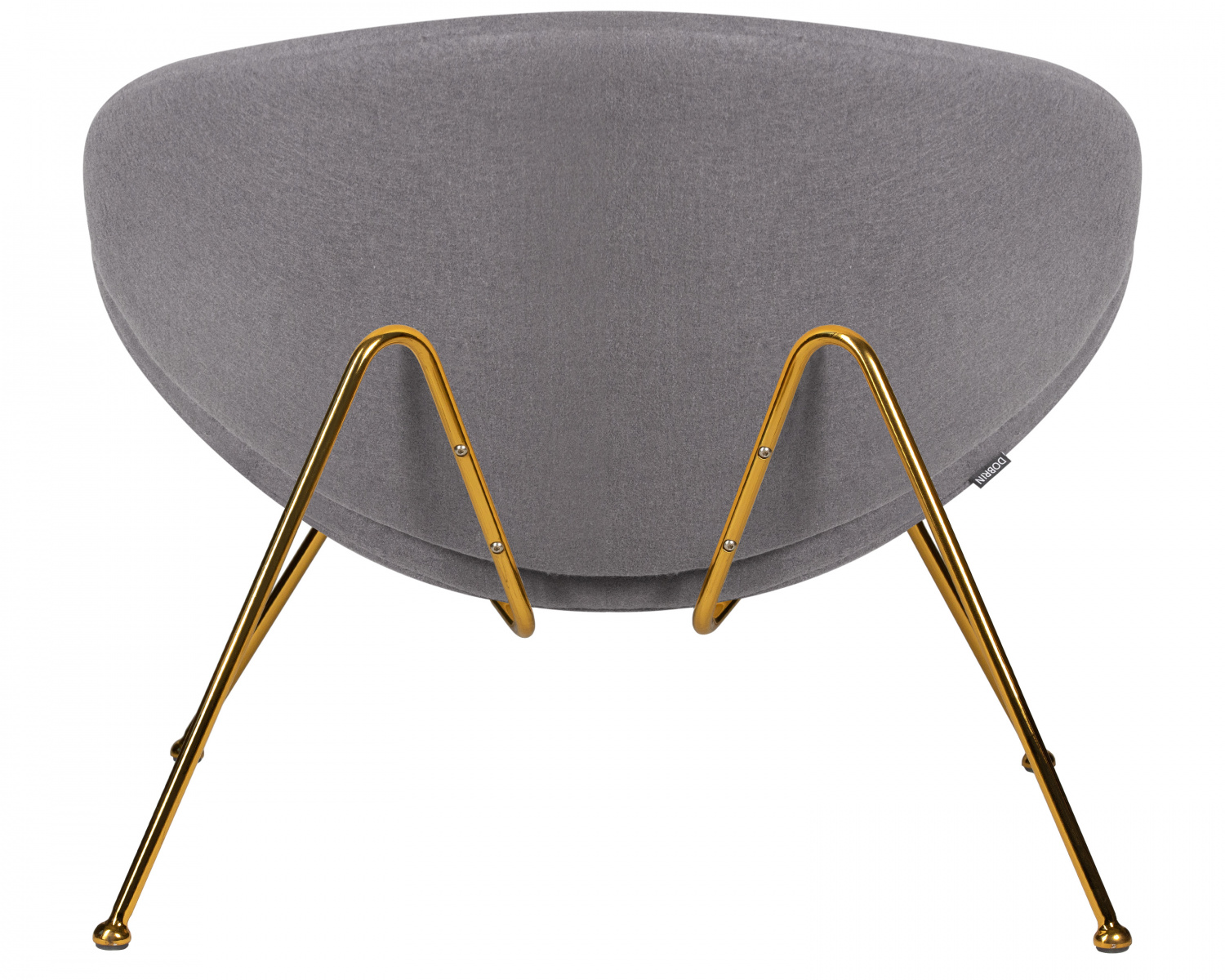 Кресло дизайнерское DOBRIN EMILY, серая ткань AF7, золотое основание