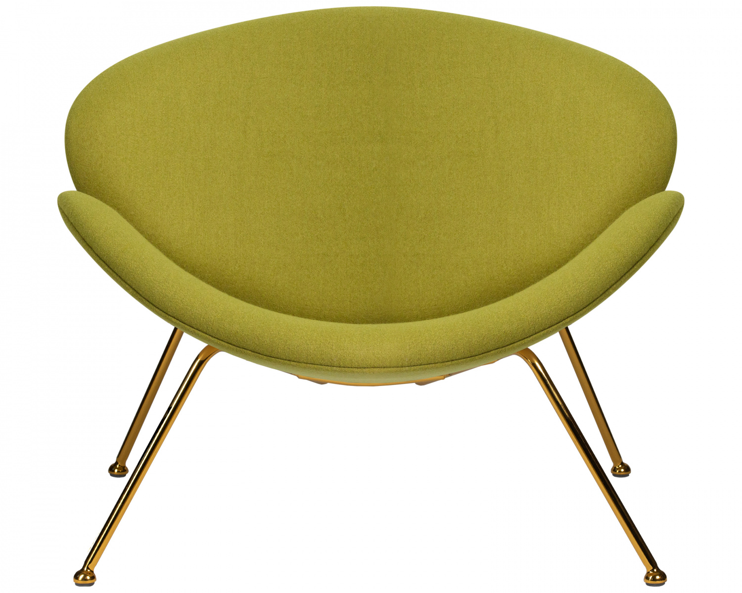 Кресло дизайнерское DOBRIN EMILY, светло-зеленая ткань AF3, золотое основание