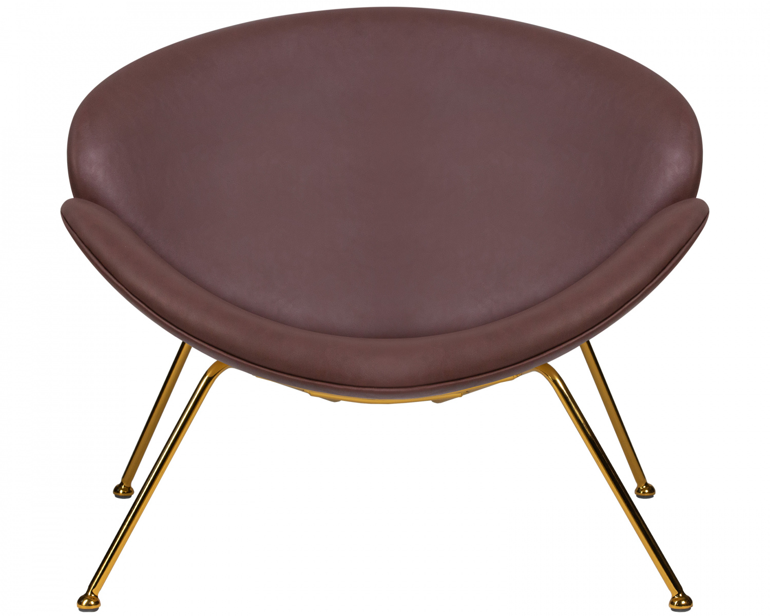 Кресло дизайнерское DOBRIN EMILY, коричневый винил YP5, золотое основание