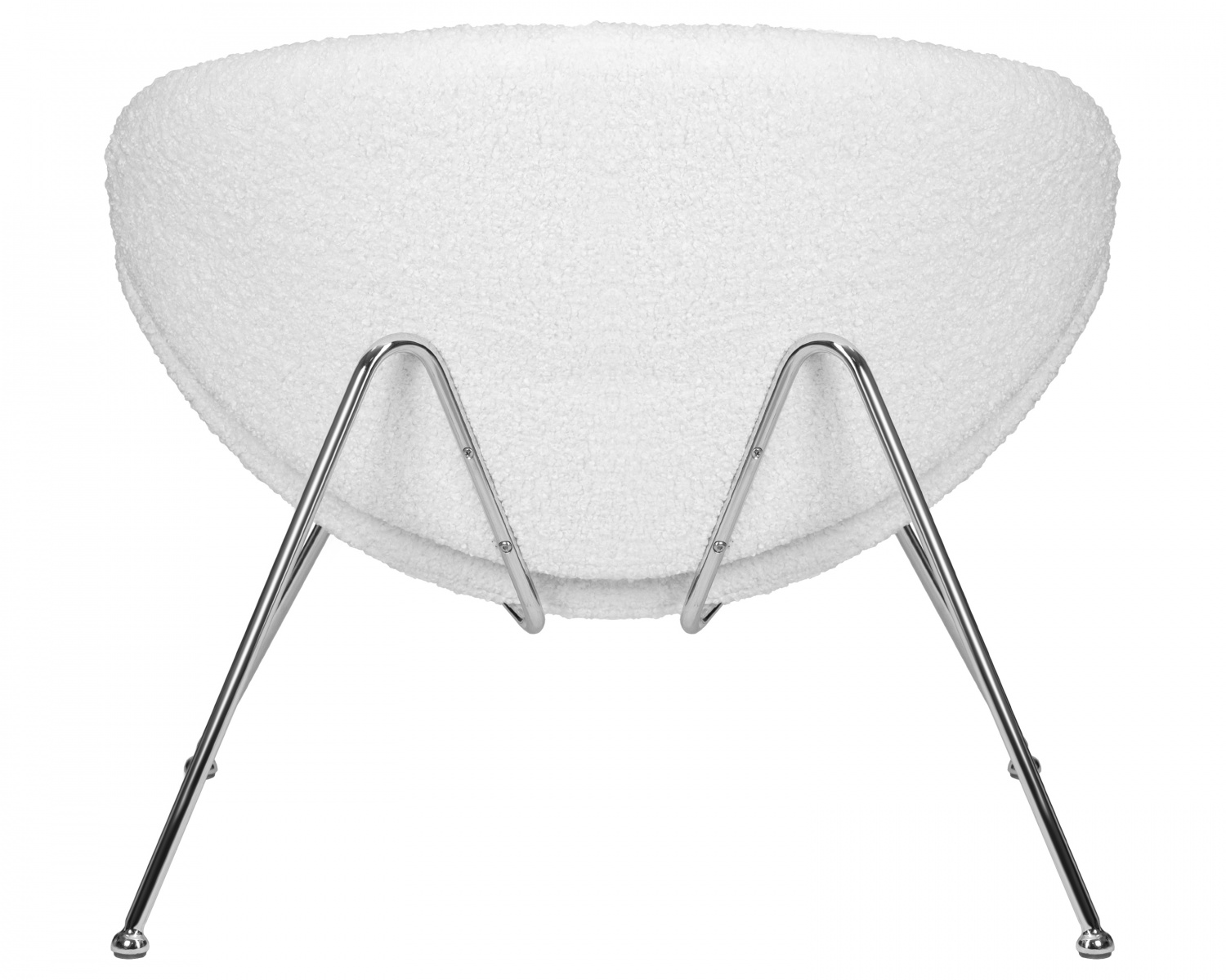 Кресло дизайнерское DOBRIN EMILY, белый (букле) ткань , хромированная сталь