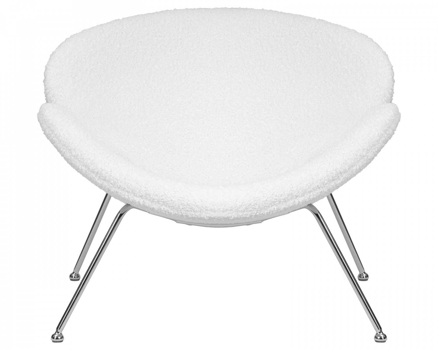 Кресло дизайнерское DOBRIN EMILY, белый (букле) ткань , хромированная сталь