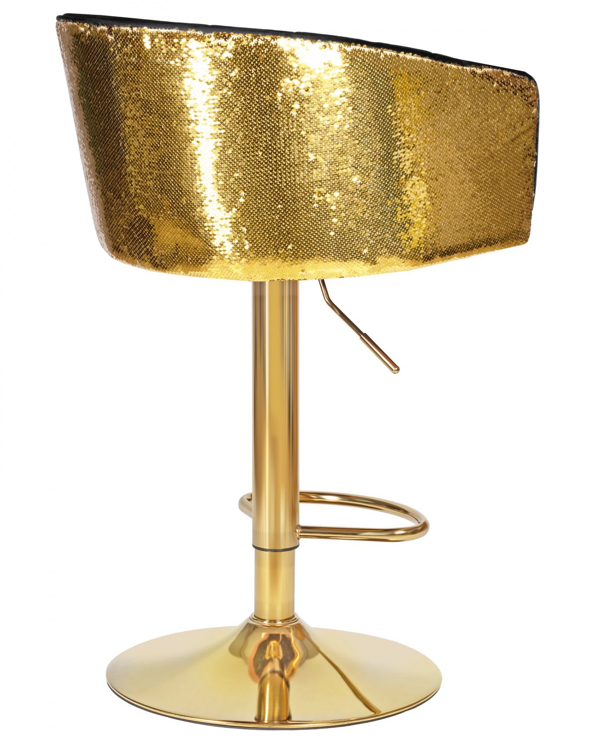 Стул барный DOBRIN DARCY GOLD SHINY, черный велюр с золотыми пайетками