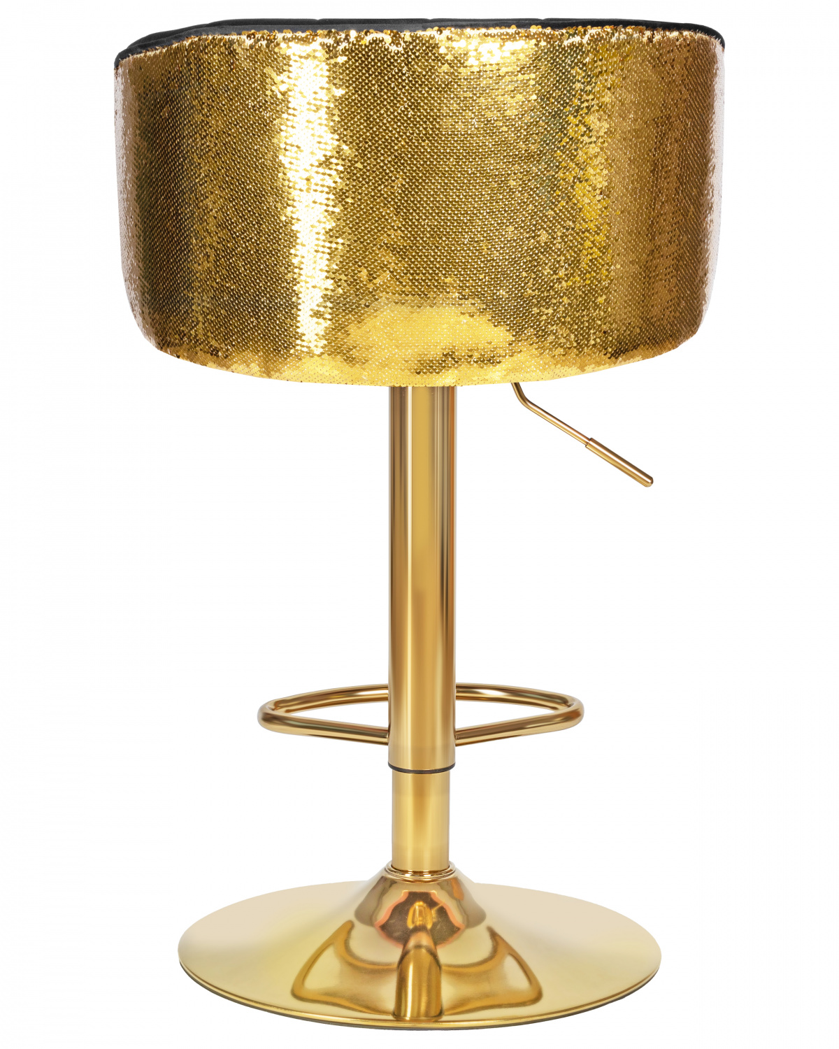 Стул барный DOBRIN DARCY GOLD SHINY, черный велюр с золотыми пайетками