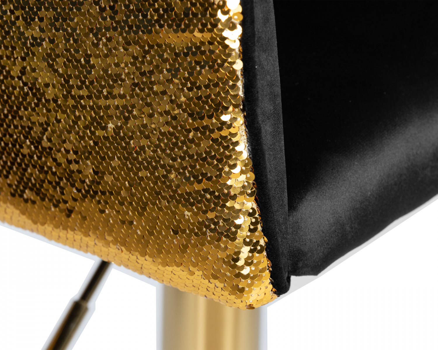 Стул барный DOBRIN DARCY GOLD SHINY, черный велюр с золотыми пайетками