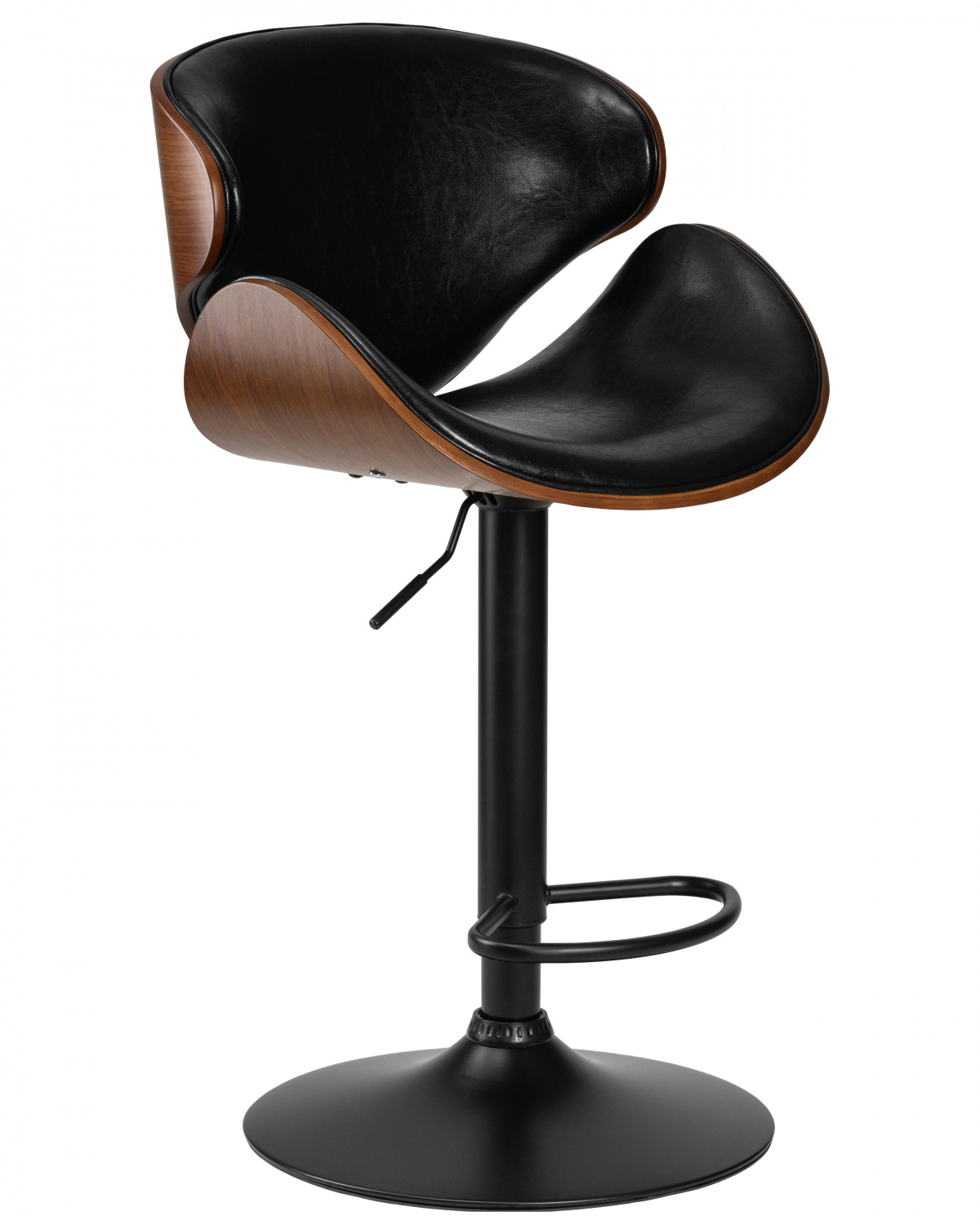 Стул барный DOBRIN KARTER BLACK, коричневый орех дерево (BWW), черный PU