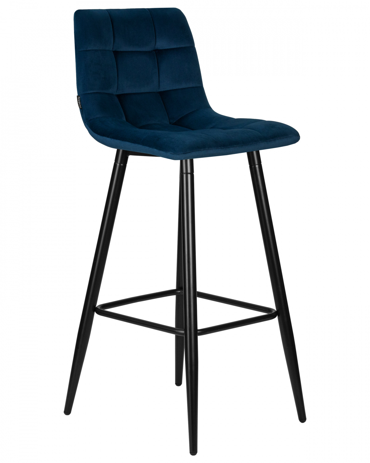 Стул барный DOBRIN NICOLE, черные матовые ножки, темно-синий велюр (108-95)