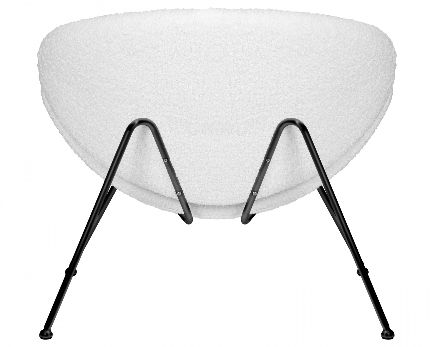 Кресло дизайнерское DOBRIN EMILY, белый (букле) ткань, черное основание