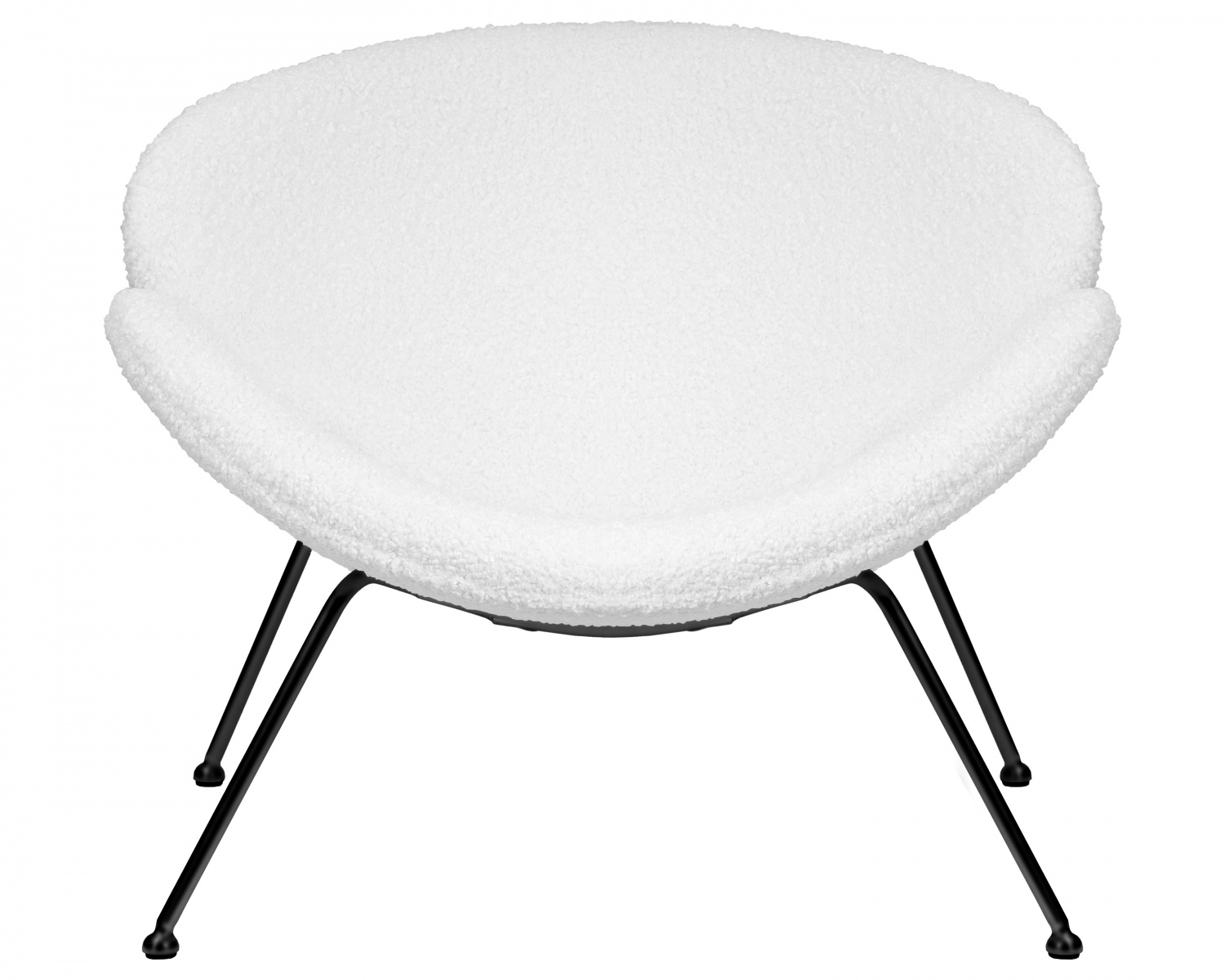 Кресло дизайнерское DOBRIN EMILY, белый (букле) ткань, черное основание