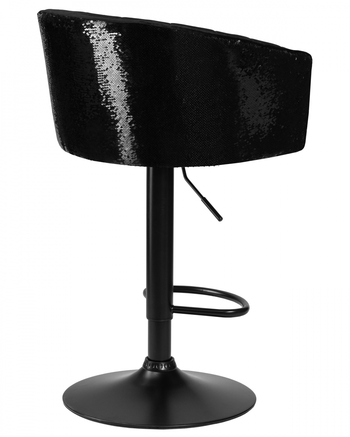 Стул барный DOBRIN DARCY BLACK SHINY, черный велюр с черно-золотыми пайетками