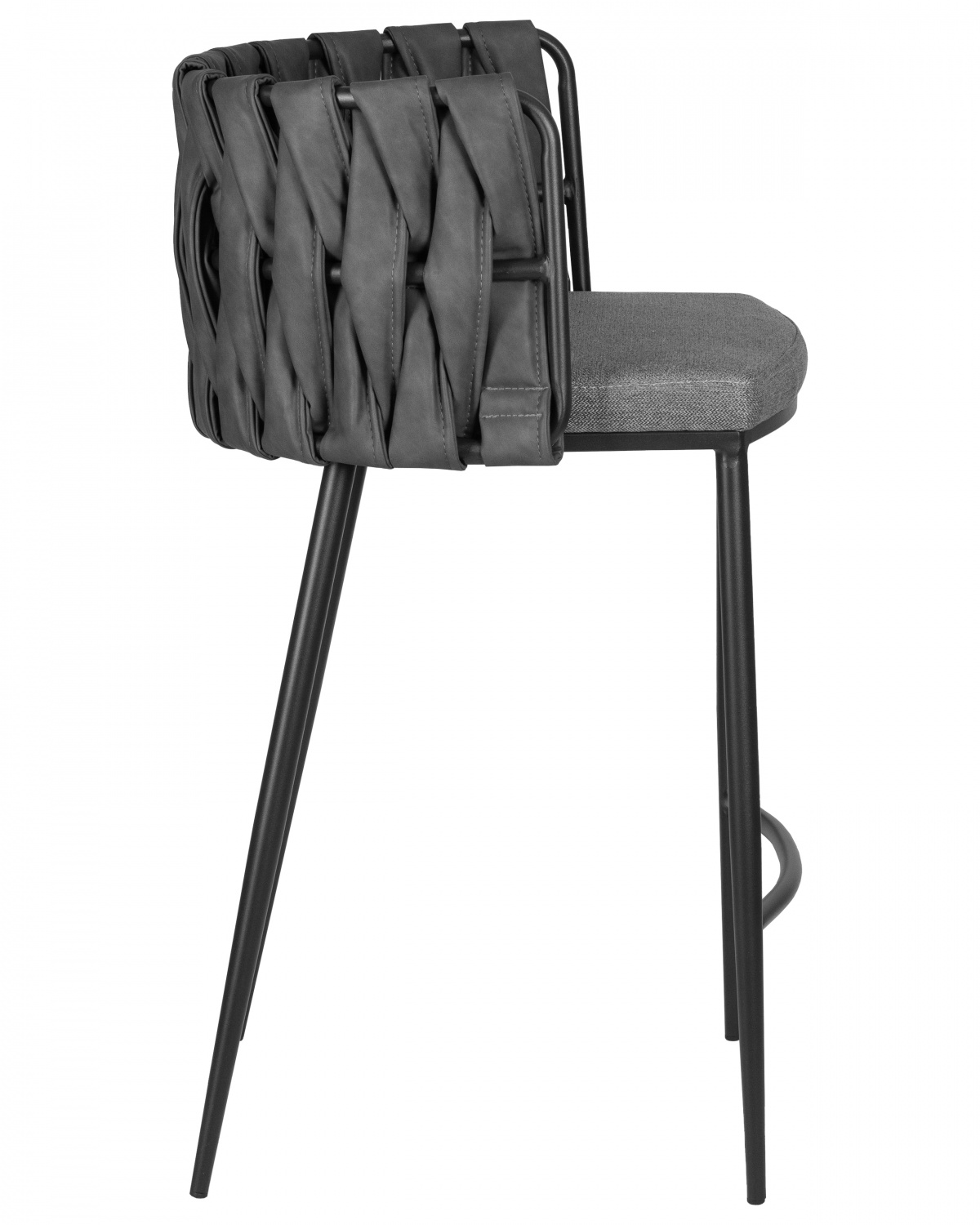 Стул полубарный DOBRIN AMELIA COUNTER, серая ткань (F-48), темно-серый винтажный PU (MF-12)