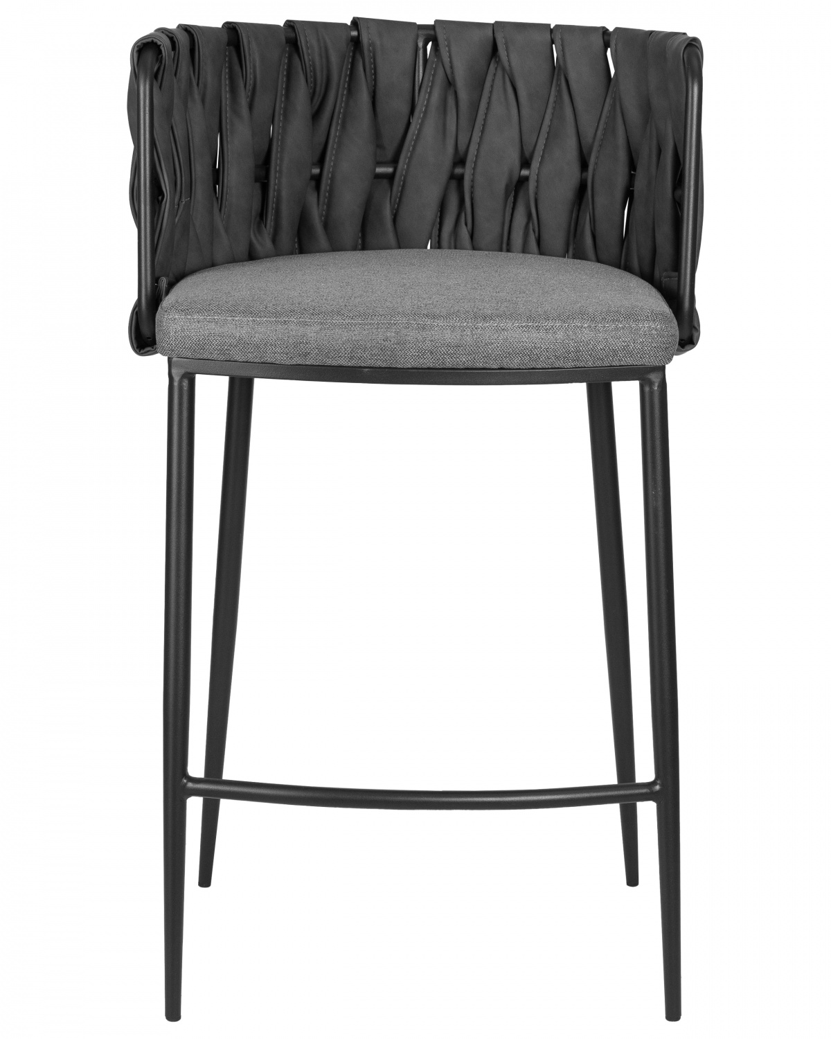 Стул полубарный DOBRIN AMELIA COUNTER, серая ткань (F-48), темно-серый винтажный PU (MF-12)