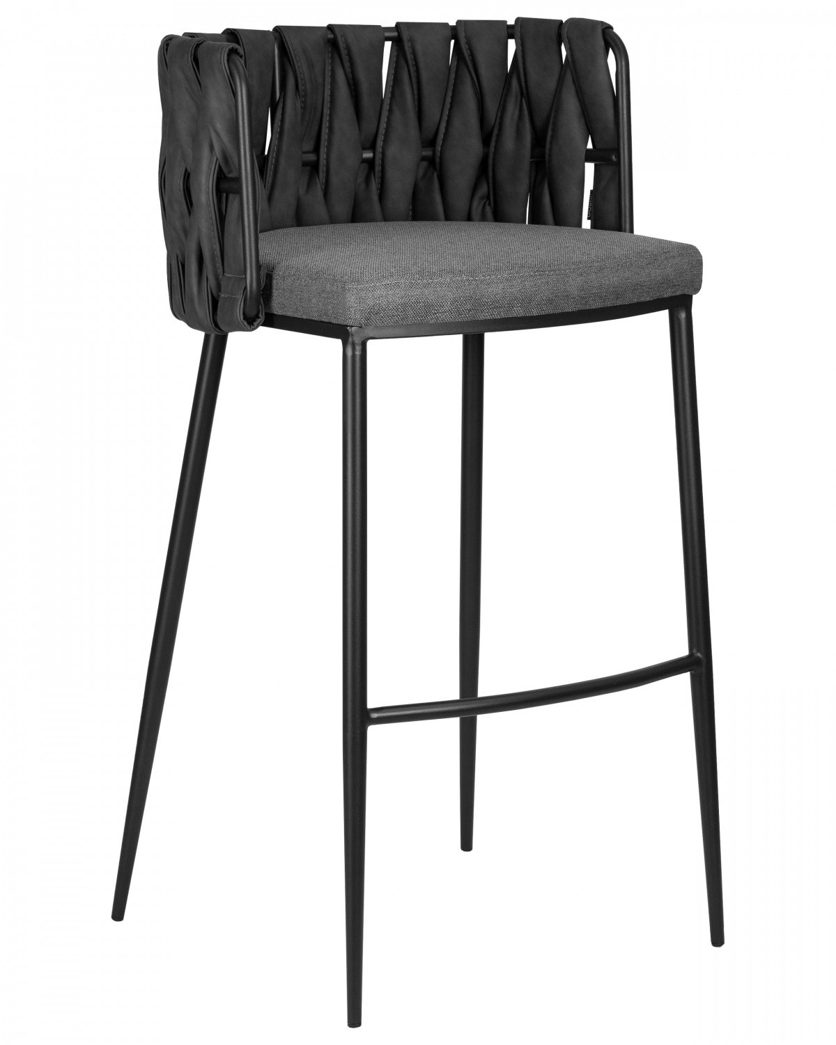 Стул барный DOBRIN AMELIA, серая ткань (F-48), темно-серый винтажный PU (MF-12)