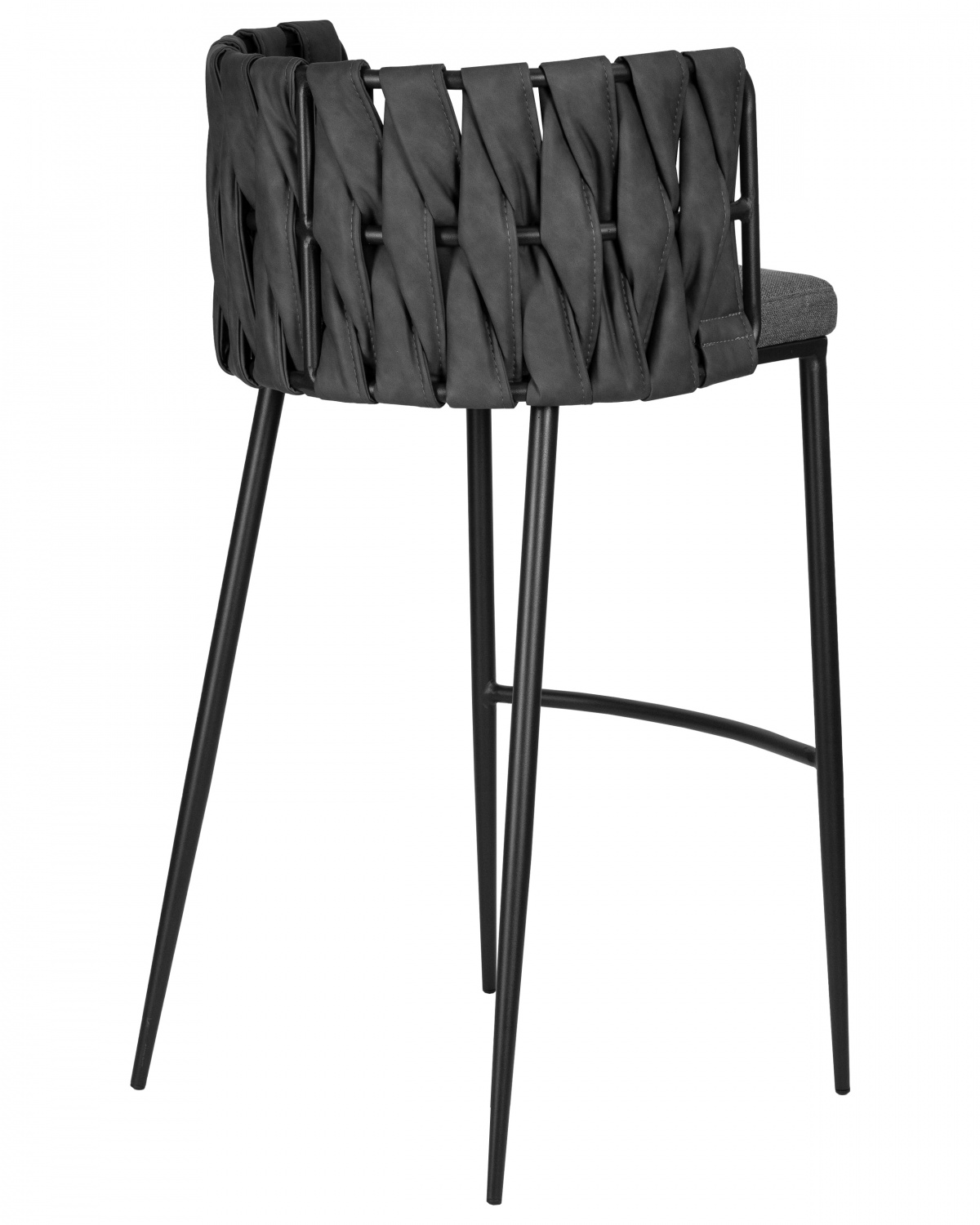 Стул барный DOBRIN AMELIA, серая ткань (F-48), темно-серый винтажный PU (MF-12)