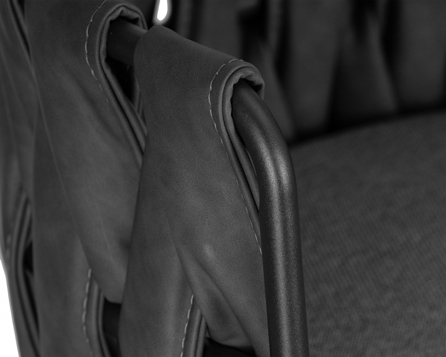 Стул барный DOBRIN AMELIA, серая ткань (F-48), темно-серый винтажный PU (MF-12)