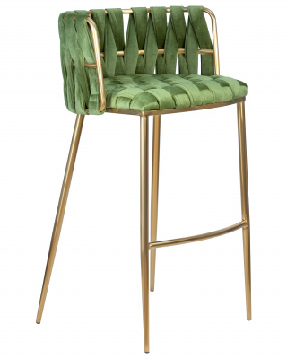 Стул барный DOBRIN EMMA GOLD, зеленый велюр (VF-08)